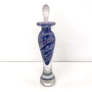Hand Blown Perfume Bottle Purple Blue Art Glass Sommerso Design Signed and Dated
